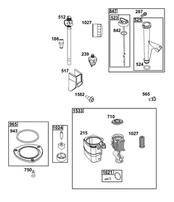 Lubrication Group Diagram and Parts List for 49X977-0015-J1  Briggs and Stratton Engine